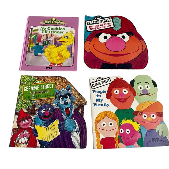 Vintage Sesame Street Book Lot of 4 Children Storybooks 1970s 1980s READ DSCRPT - Picture 1 of 8